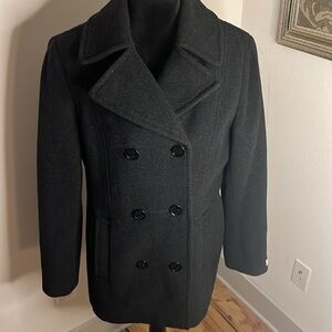 Calvin Klein double breasted gray wool pea coat Sz 12 new